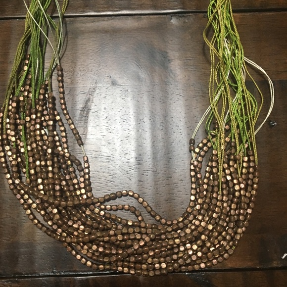 Cost Plus World Market Jewelry Green And Gold Extra Long Multi